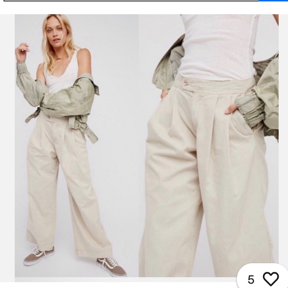 Free People Liberty Cotton Wide Leg Chino Barrel Pants In Ivory